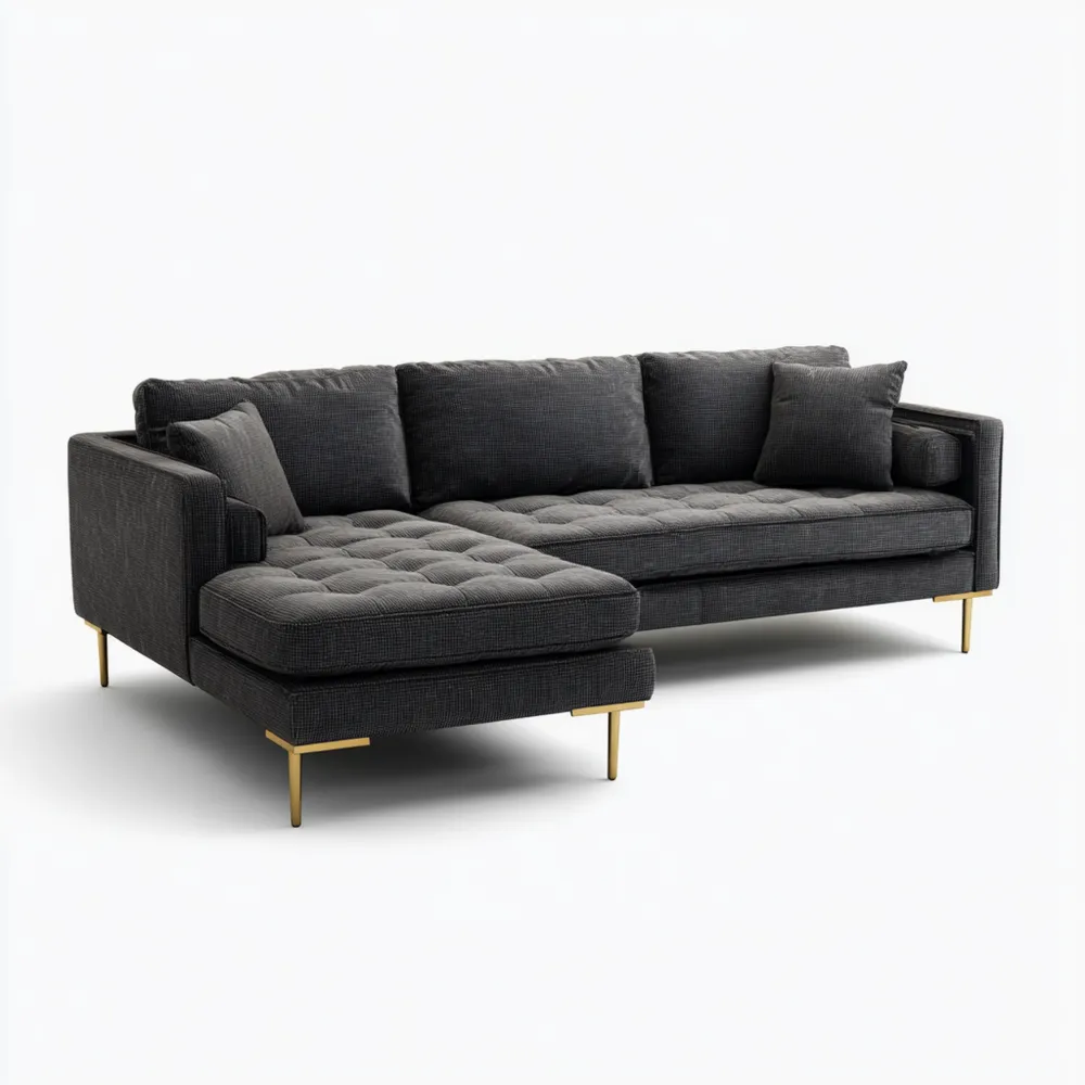 Divano angolare in tessuto 220x150x85 cm - Antracite - Design moderno