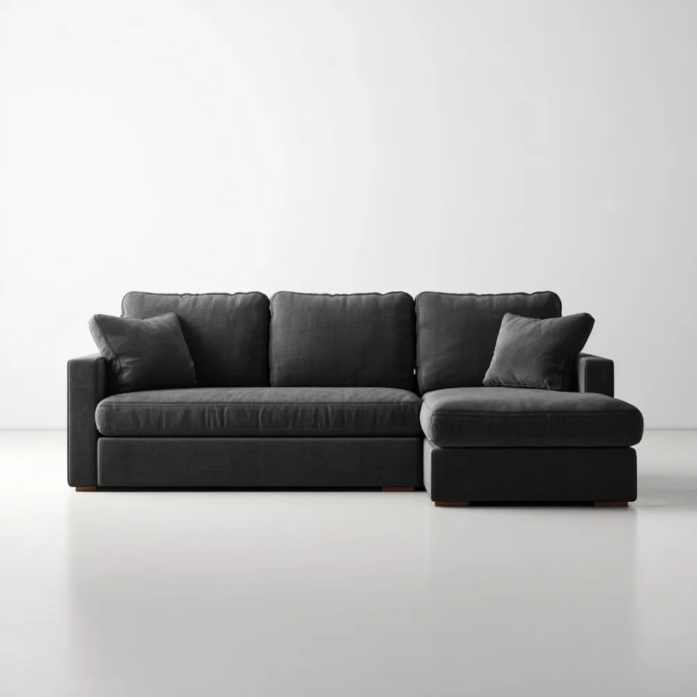 Divano angolare imbottito in tessuto 230x85x160 cm - Antracite - Design contemporaneo