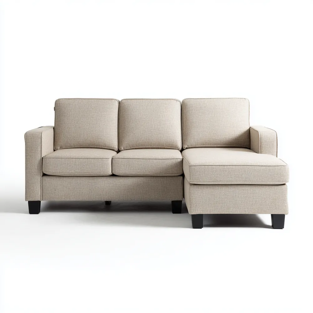 Divano angolare in tessuto 200x150x85 cm - Beige