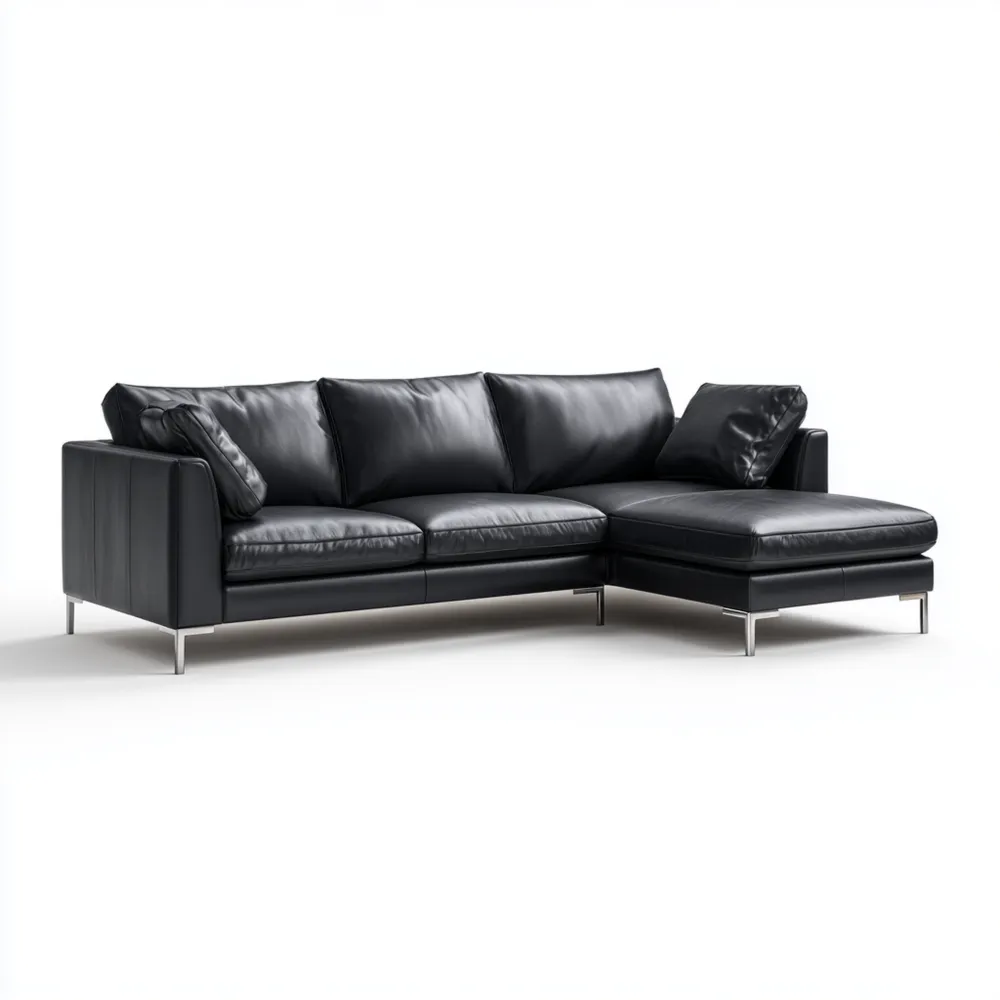 Divano angolare in pelle 270x160x85 cm - Nero - Moderno