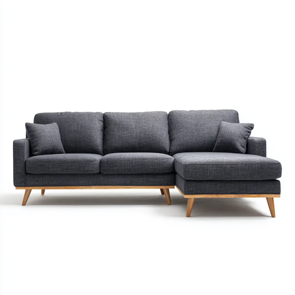 Divano angolare tessuto 280x160x90 cm - Grigio Scuro - Design Moderno