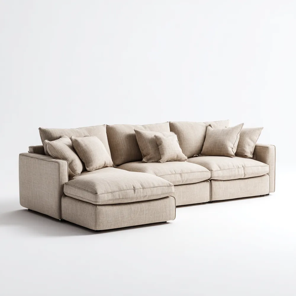 Divano angolare in tessuto 230x150x85 cm - Beige - Stile moderno