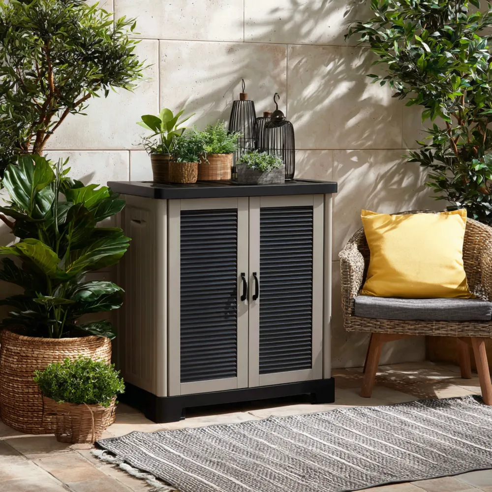 Armadio da esterno in resina 85x45x90 cm – Grigio/Antracite – Design moderno