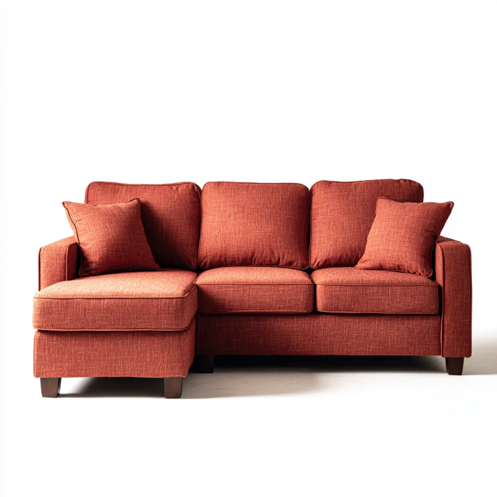 Divano angolare in tessuto 200x150x85 cm - Rosso Terracotta
