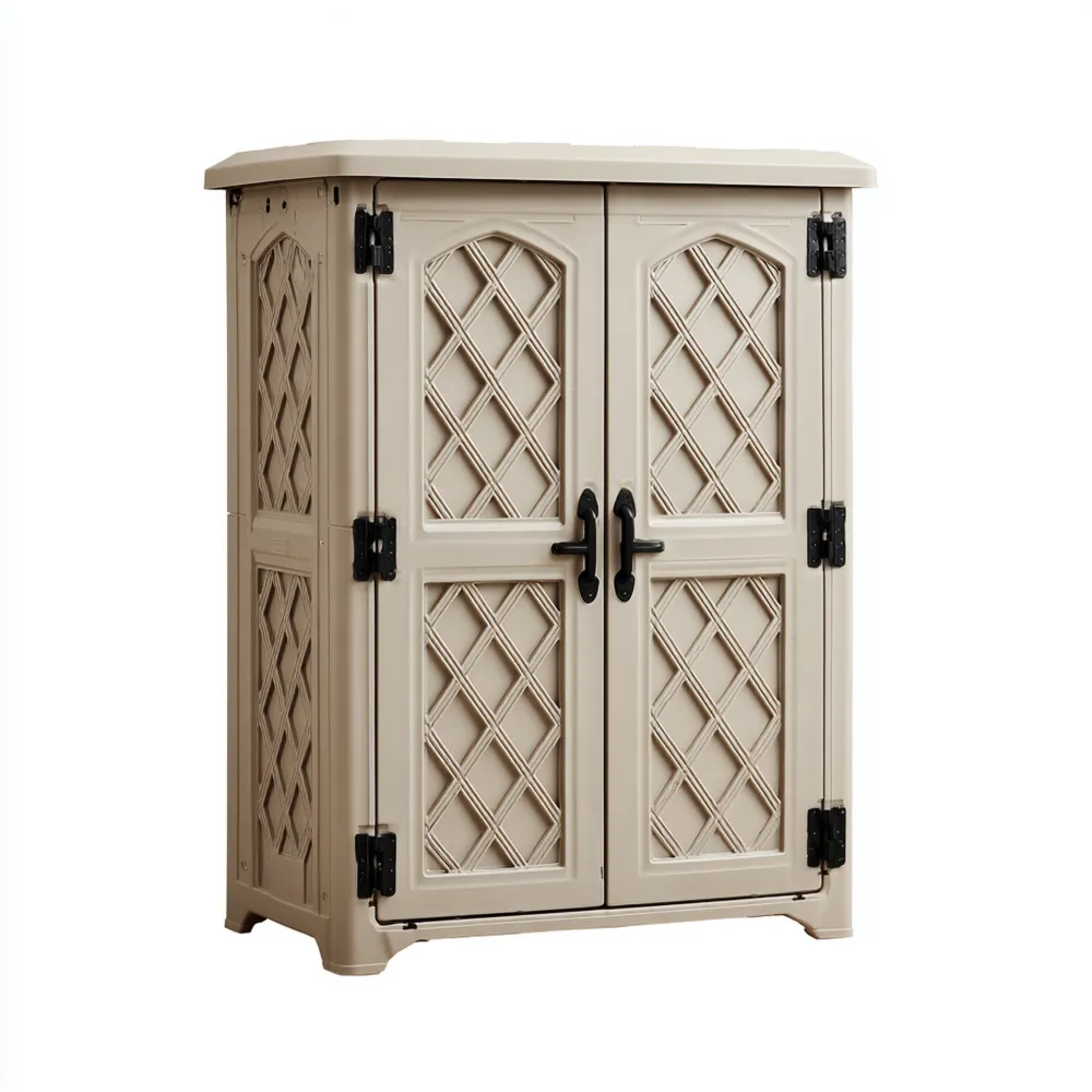 Armadio da esterno in plastica 75x43x94 cm - Beige - Design Classico