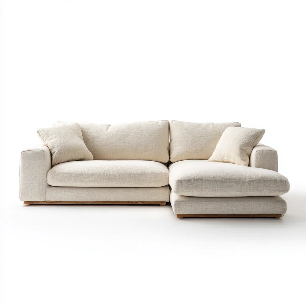 Divano angolare in tessuto 285x170x85 cm – Beige – Design moderno