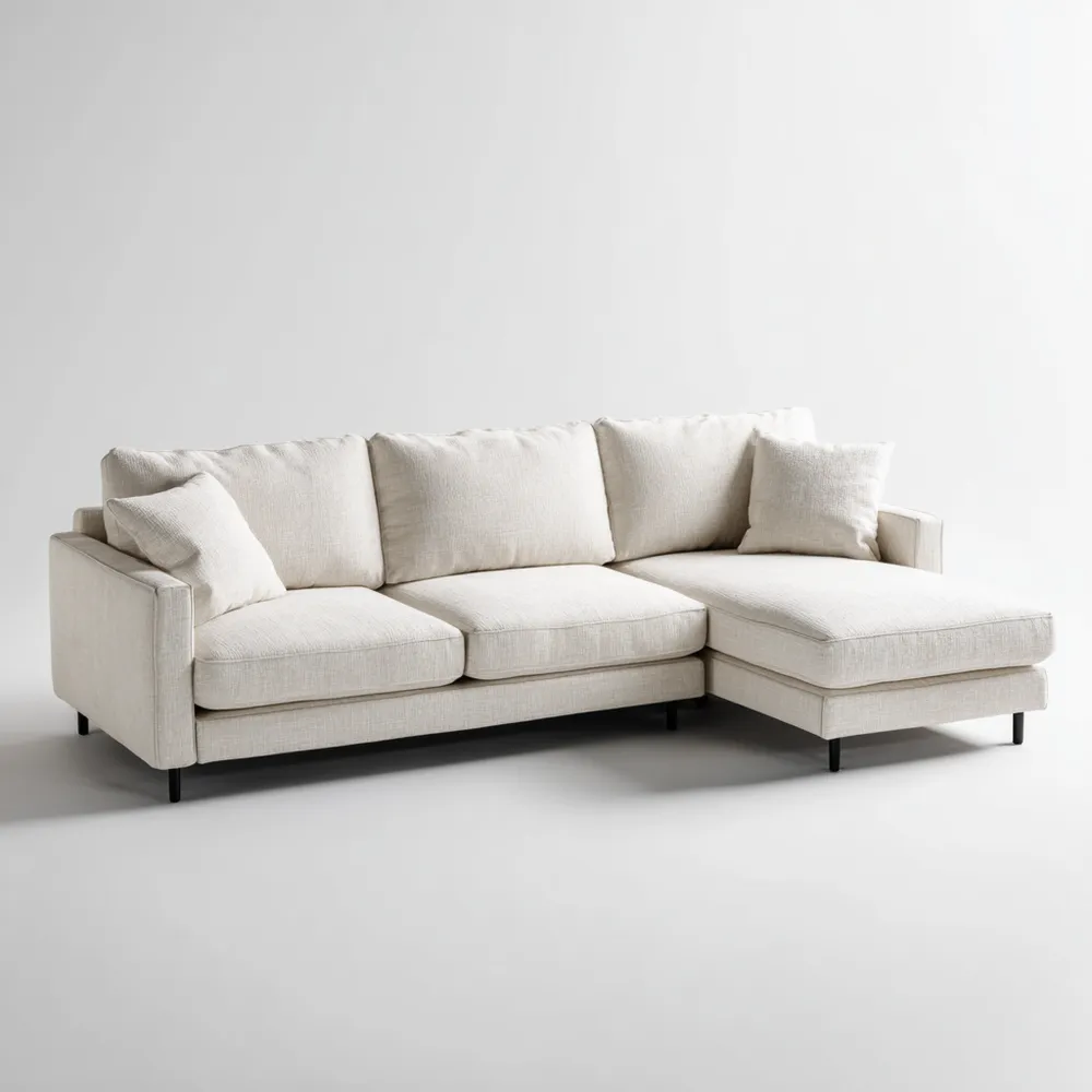 Divano angolare in tessuto 270x160x85 cm – Beige – Design moderno