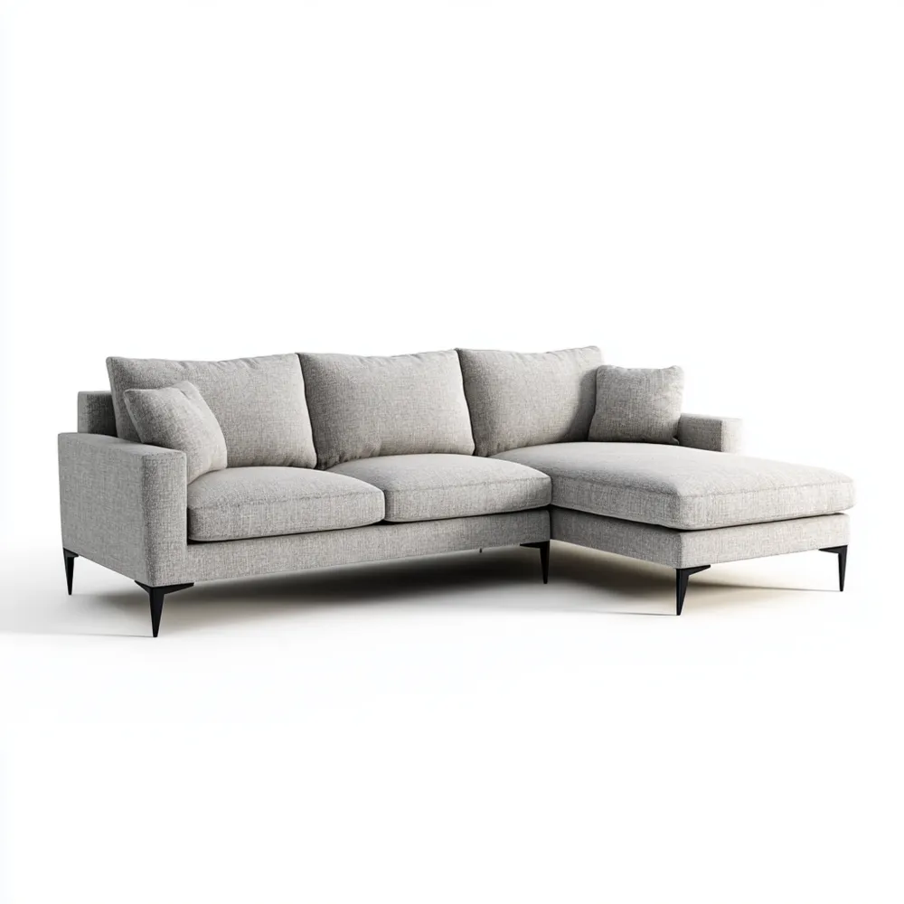 Divano angolare in tessuto 250x90x150 cm - Grigio chiaro - Design moderno