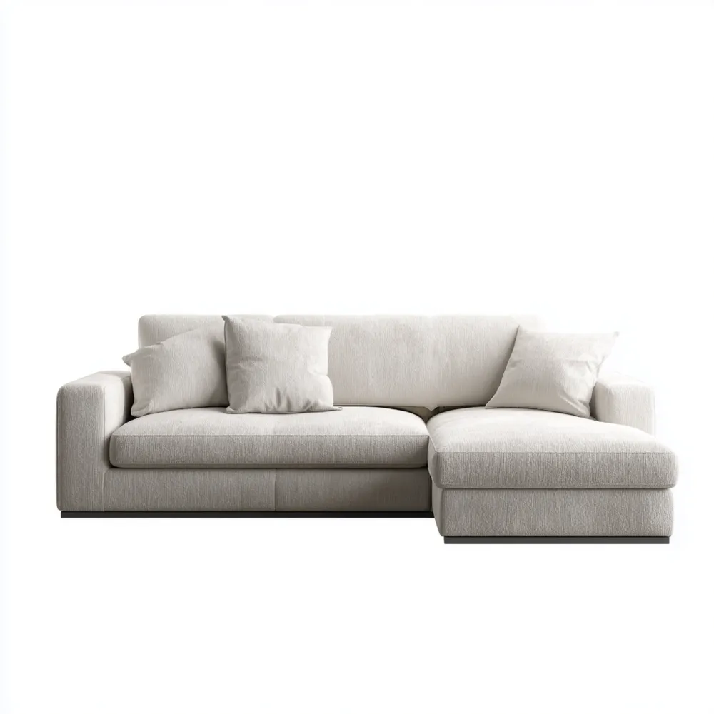 Divano angolare in tessuto 250x150x85 cm – Bianco – Design moderno