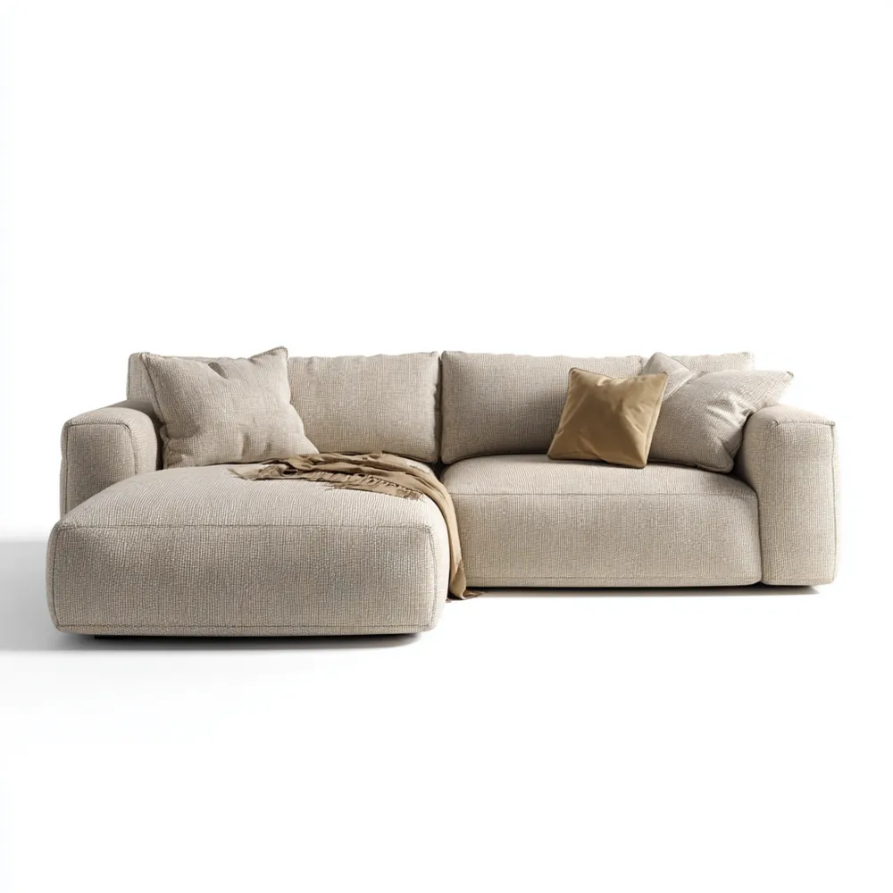 Divano angolare in tessuto 280x170x85 cm - Beige