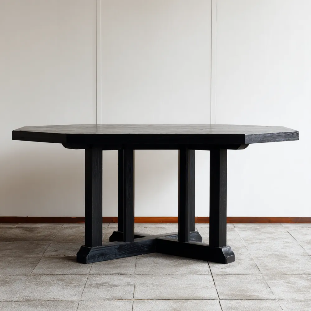 Table à manger en bois massif 180x90x75 cm - Noir - Design classique