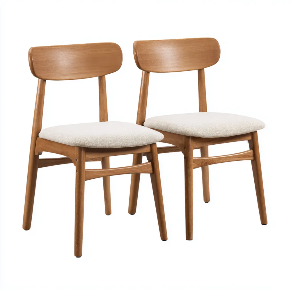 Chaises de salle à manger Bois et tissu 45x55x85 cm - Beige - Style Scandinave