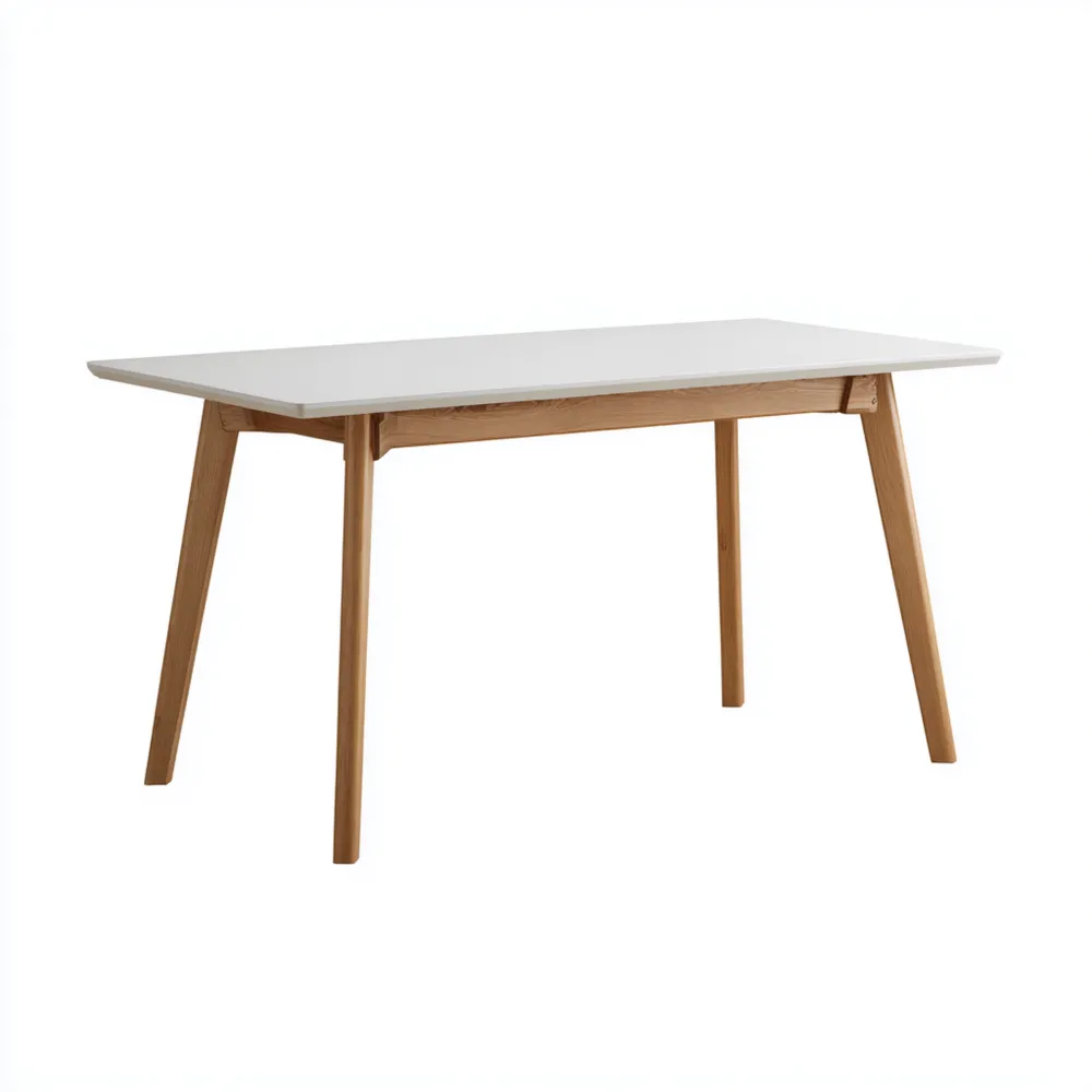 Table à manger en bois 180x90x75 cm - Blanc/Bois - Design contemporain