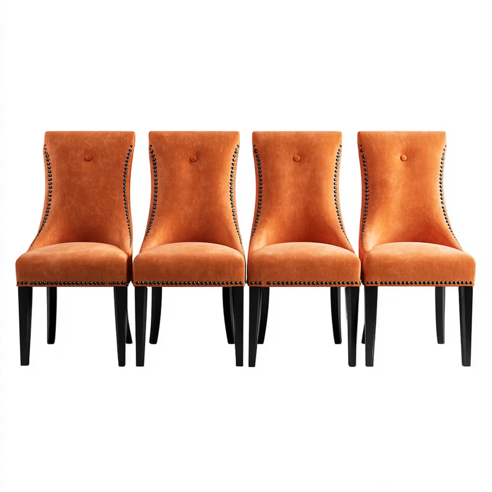 Chaises de salle à manger 50x60x90 cm ensemble de 4 en velours Orange – Design contemporain