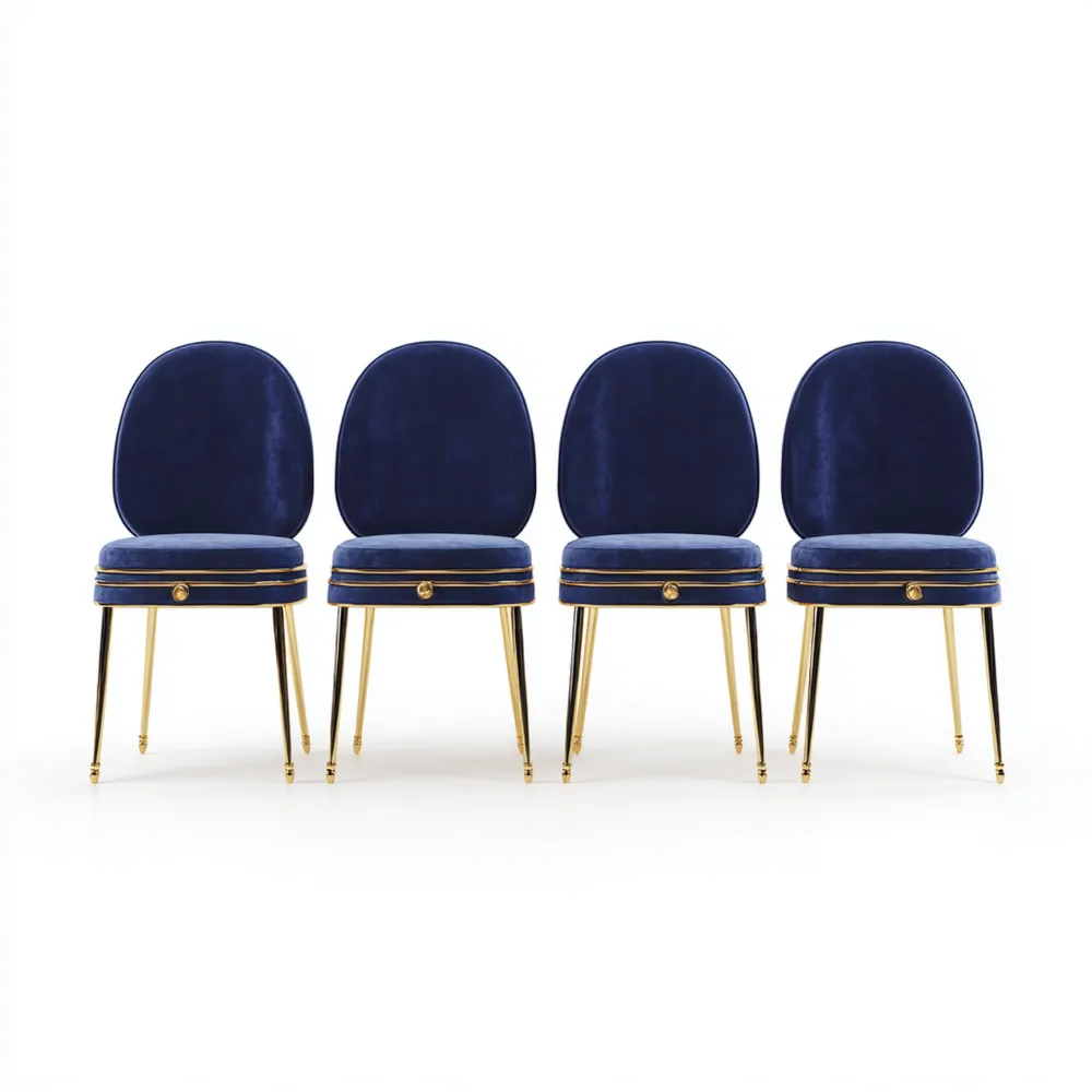 Chaises de salle à manger en Velours 45x55x90 cm – Bleu – Design Moderne