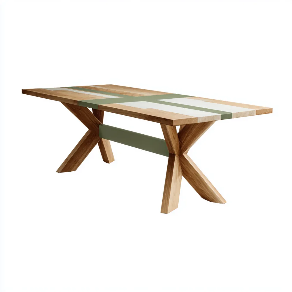 Table à manger en bois massif 200x100x75 cm - Chêne/Vert