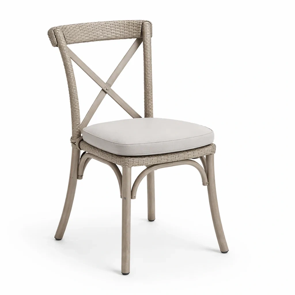 Sedia da pranzo da interno in rattan con cuscino in cotone altezza-URBANSOFAFIT