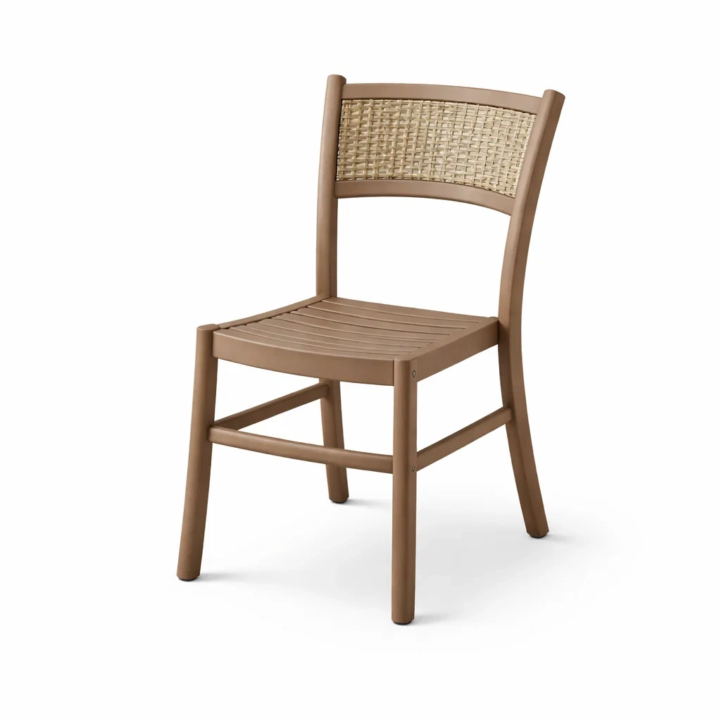 Sedia da pranzo in legno e rattan marrone-URBANSOFAFIT