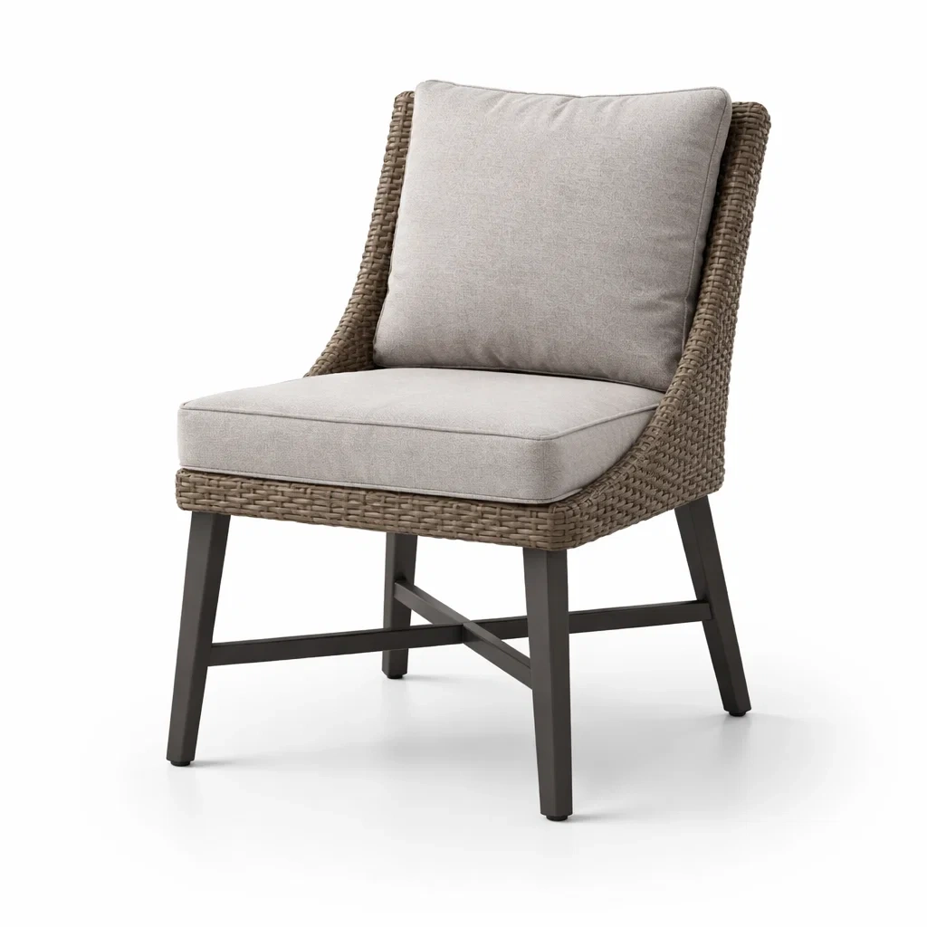 Sedia da pranzo in rattan sintetico con cuscini grigi-URBANSOFAFIT