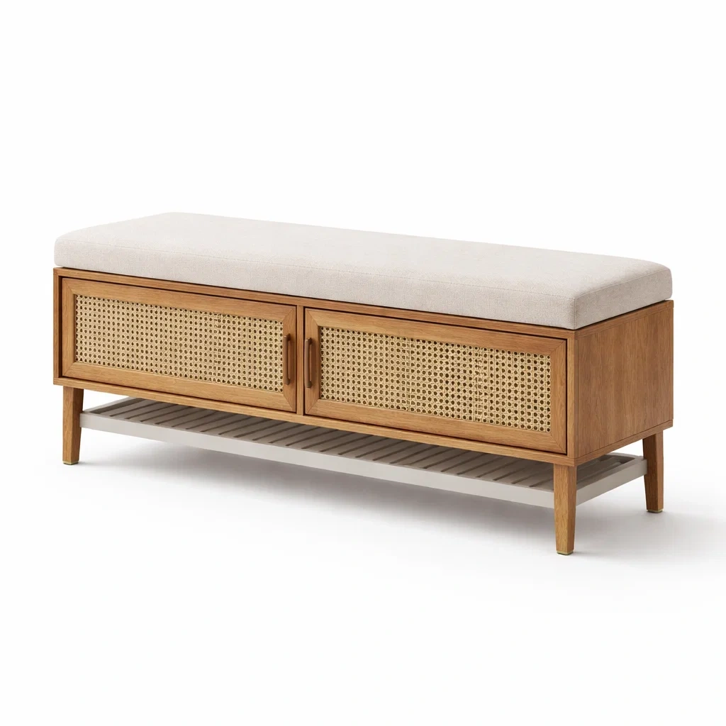 Panca contenitore in legno e rattan beige-URBANSOFAFIT