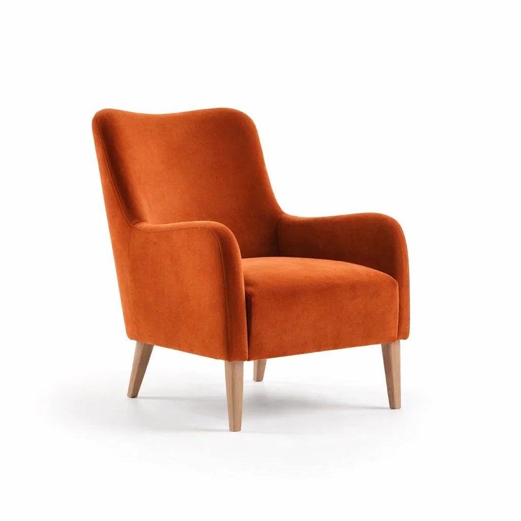 Poltrona in velluto con gambe in legno-URBANSOFAFIT