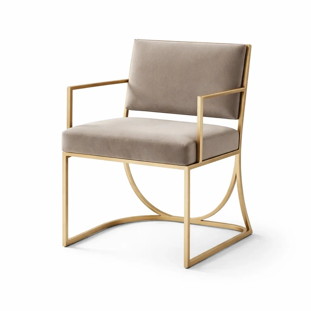 Poltrona in velluto con struttura in metallo dorato-URBANSOFAFIT