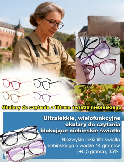 Ultralekkie okulary do czytania z filtrem światła niebieskiego