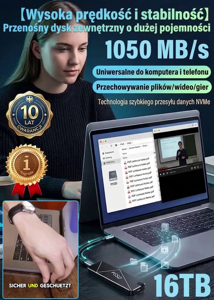 Szybki i stabilny przenośny mini dysk twardy o dużej pojemności