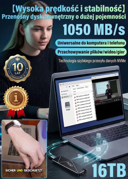 Szybki i stabilny przenośny mini dysk twardy o dużej pojemności