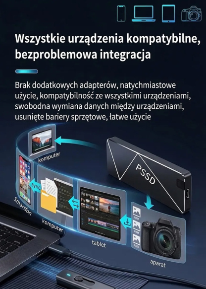Szybki i stabilny przenośny mini dysk twardy o dużej pojemności