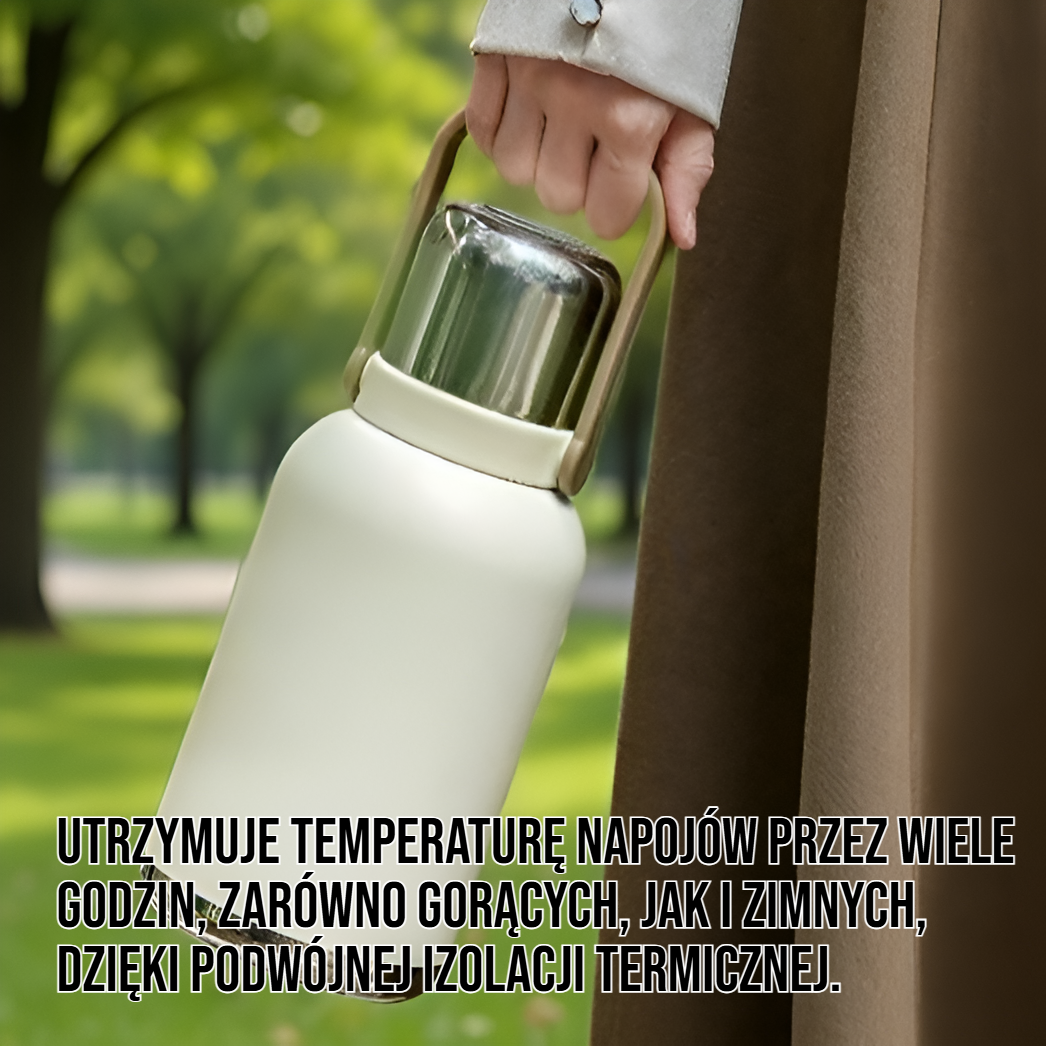 Duży termos ze stali nierdzewnej z separatorem