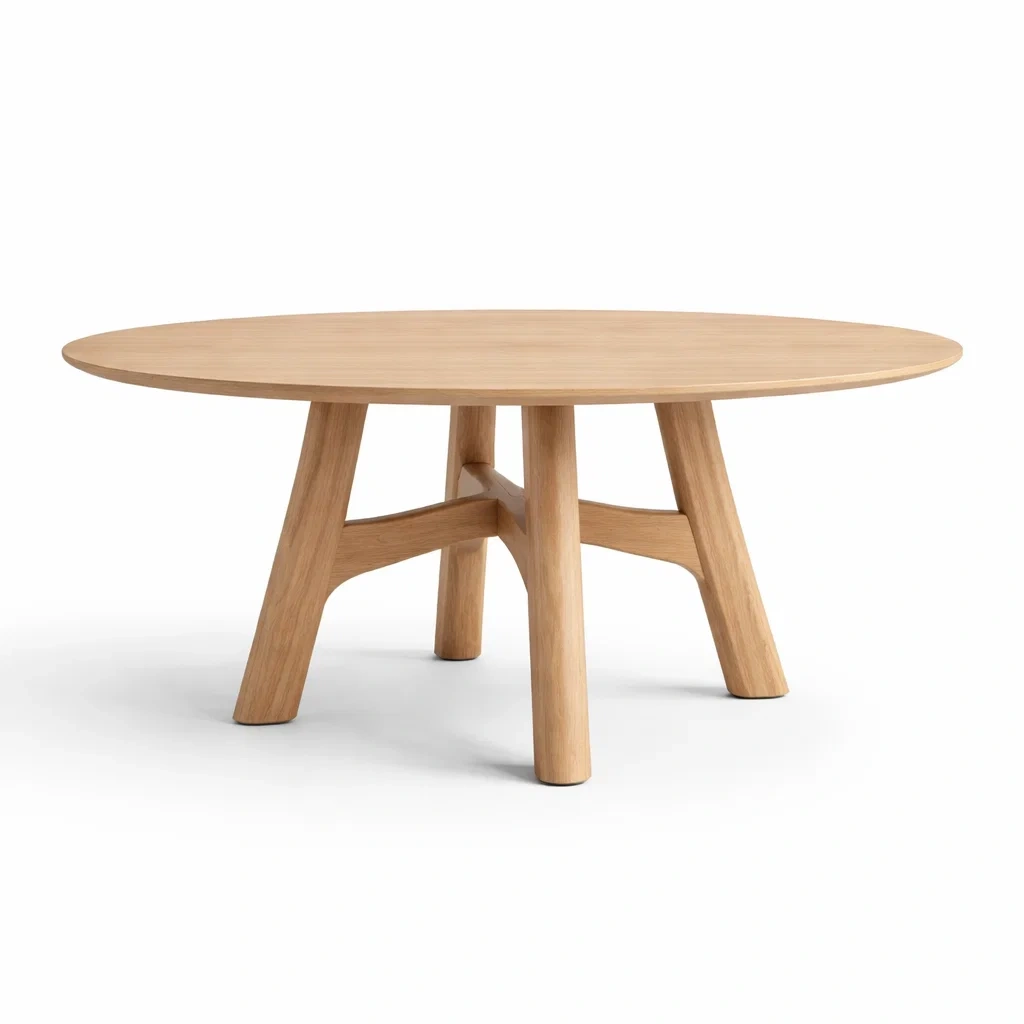 Tavolo rotondo in legno massiccio naturale-LUXECUSHIONFIT