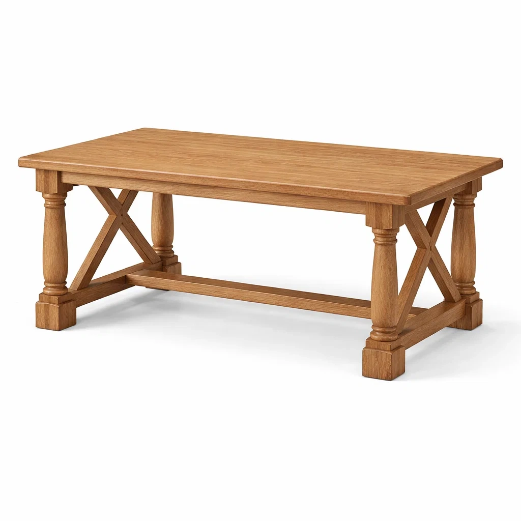 Tavolo rettangolare in legno di quercia 120x65x45 cm-LUXECUSHIONFIT