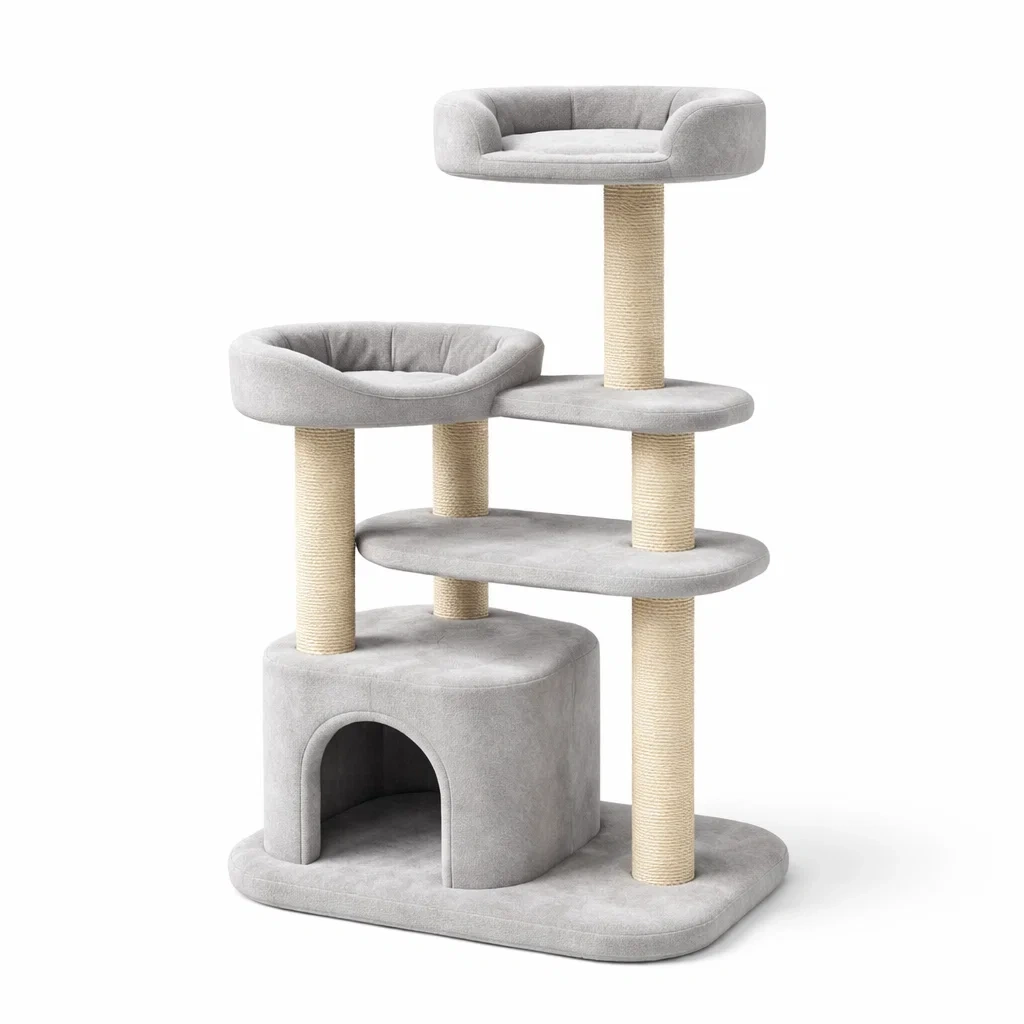 Tiragraffi per gatti in sisal e tessuto grigio-dreamroomfit