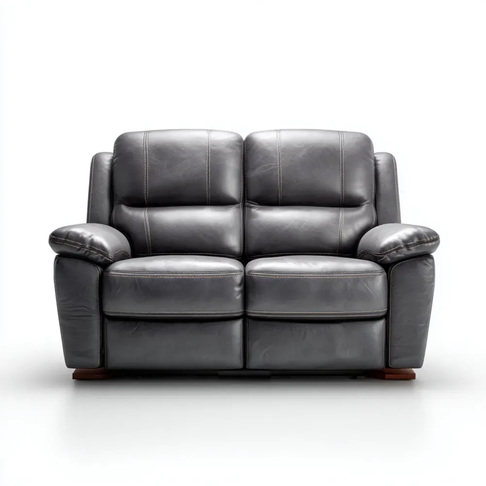 Divano due posti in pelle 150x95x95 cm – Grigio scuro – Design classico