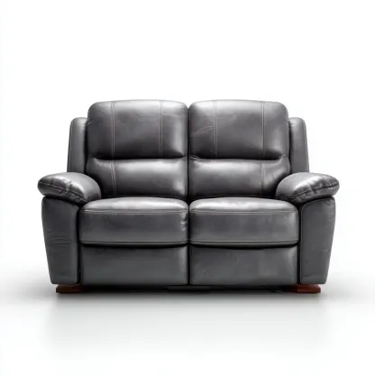 Divano due posti in pelle 150x95x95 cm – Grigio scuro – Design classico