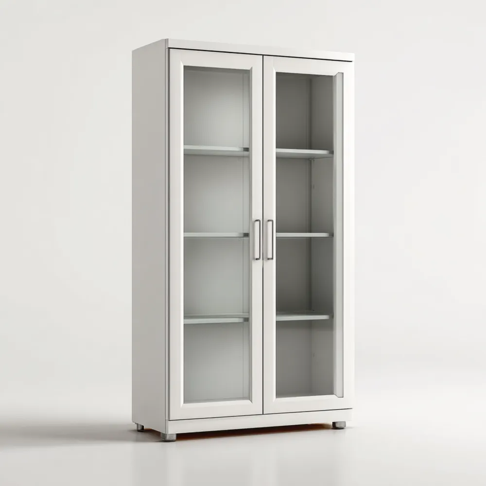 Armadietto vetrina legno 90x40x180 cm - Bianco