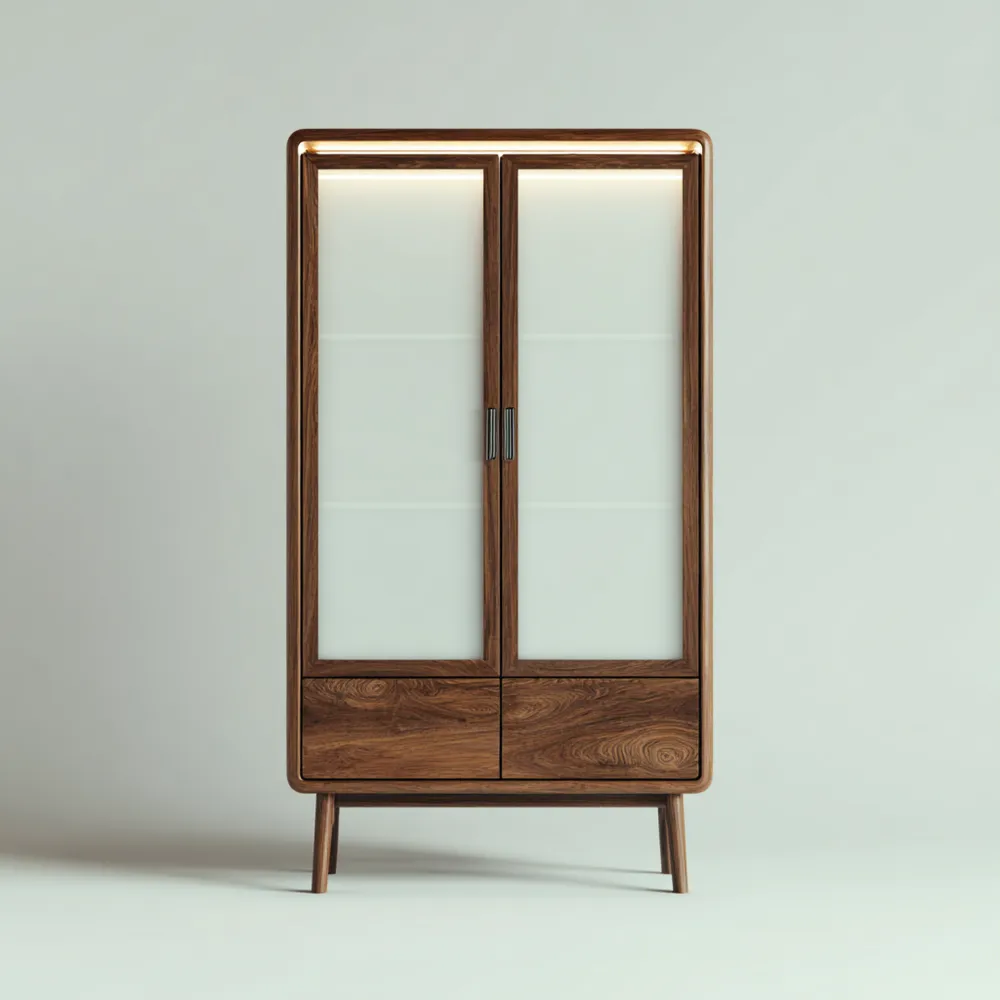 Armadio decorativo in legno 180x80x40 cm - Vetro satinato - Stile moderno