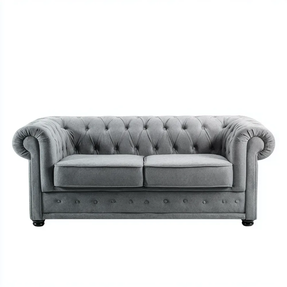 Divano due posti in tessuto 165x80x75 cm – Grigio – Design classico