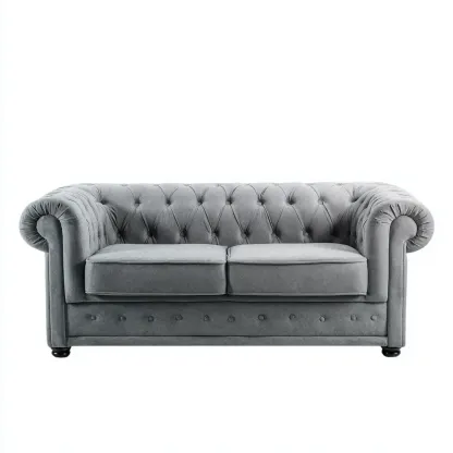 Divano due posti in tessuto 165x80x75 cm – Grigio – Design classico