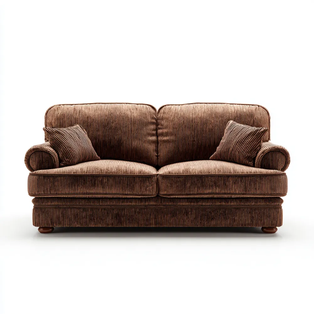 Divano due posti in velluto a coste 150x90x85 cm - Marrone - Stile classico