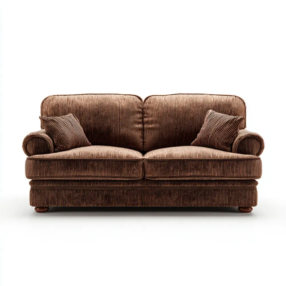 Divano due posti in velluto a coste 150x90x85 cm - Marrone - Stile classico