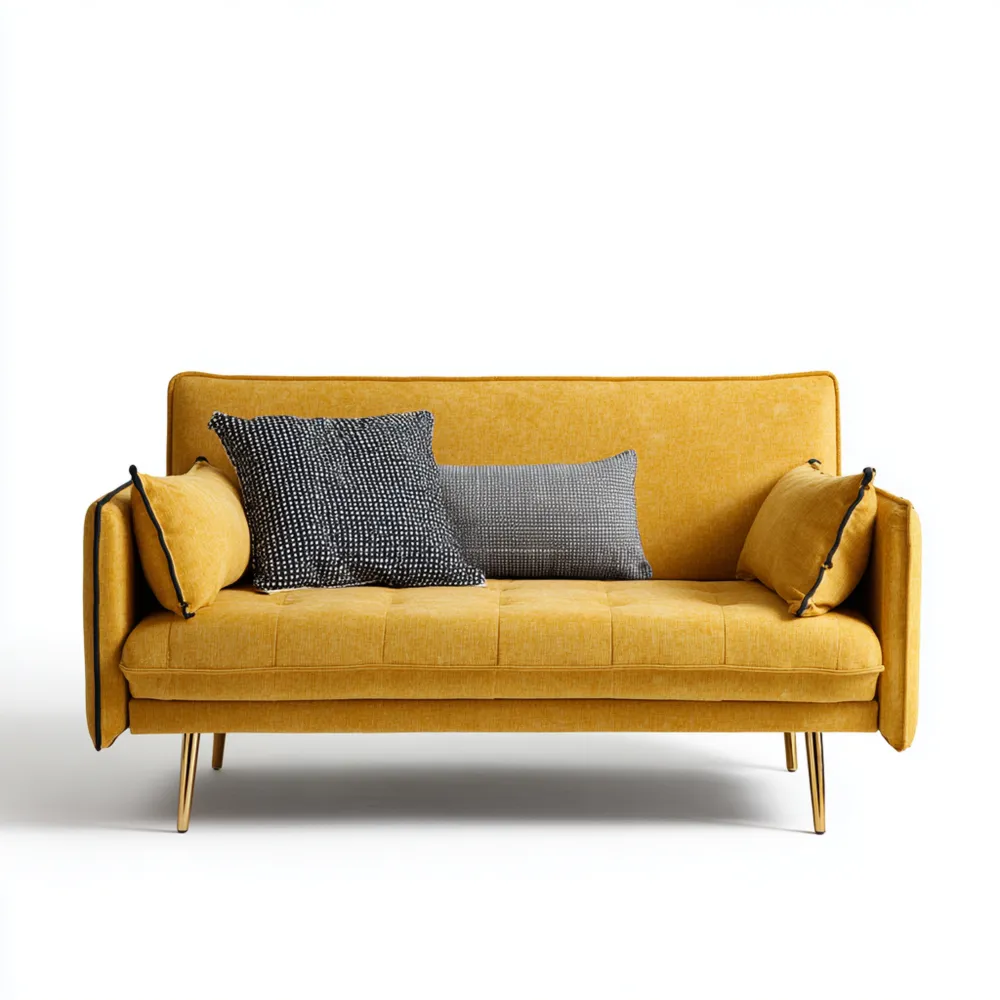 Divano due posti Tessuto 150x85x80 cm - Giallo - Design Moderno