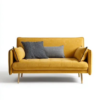 Divano due posti Tessuto 150x85x80 cm - Giallo - Design Moderno