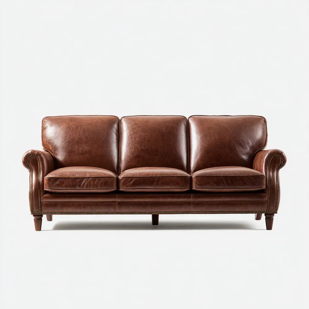 Divano a tre posti 200x85x90 cm Pelle Marrone Design Classico