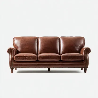 Divano a tre posti 200x85x90 cm Pelle Marrone Design Classico