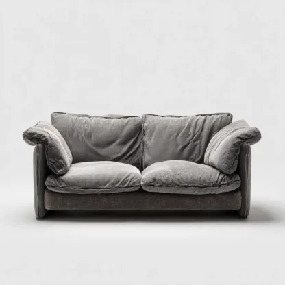 Divano due posti in velluto 150x90x85 cm - Grigio