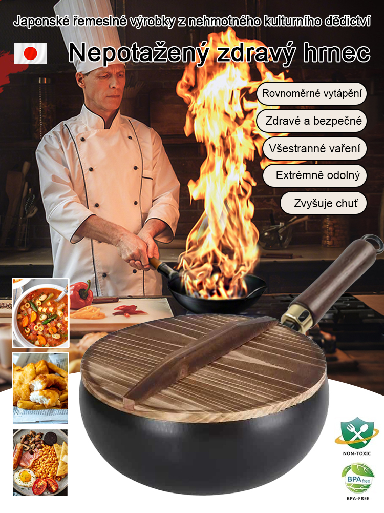 【Japonské kulturní dědictví】nepřilnavý železný hrnec bez povlaku✨Vyrobené ručně kovaným 100 000krát