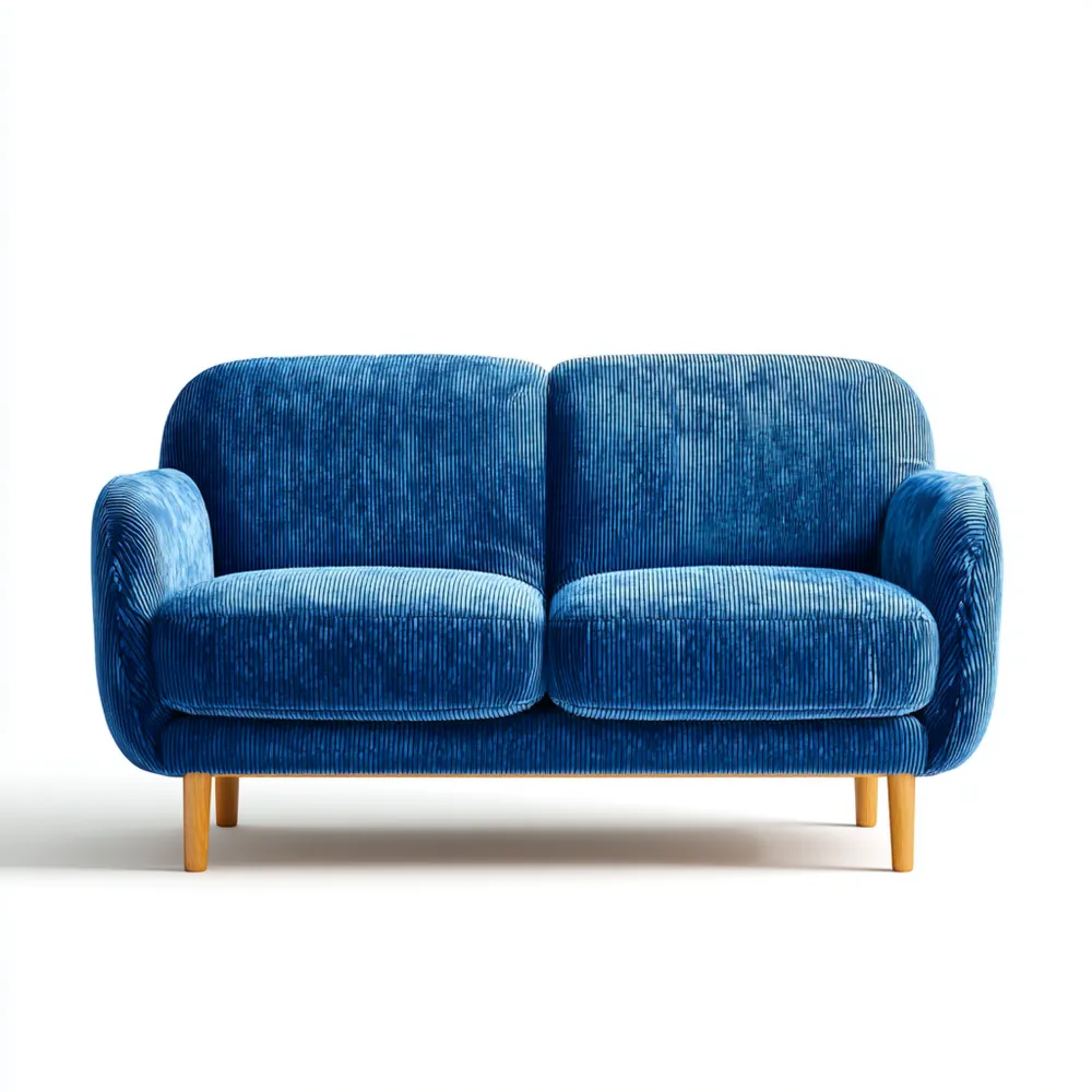 Canapé 2 places en Velours Côtelé 150x85x75 cm - Bleu - Design Moderne