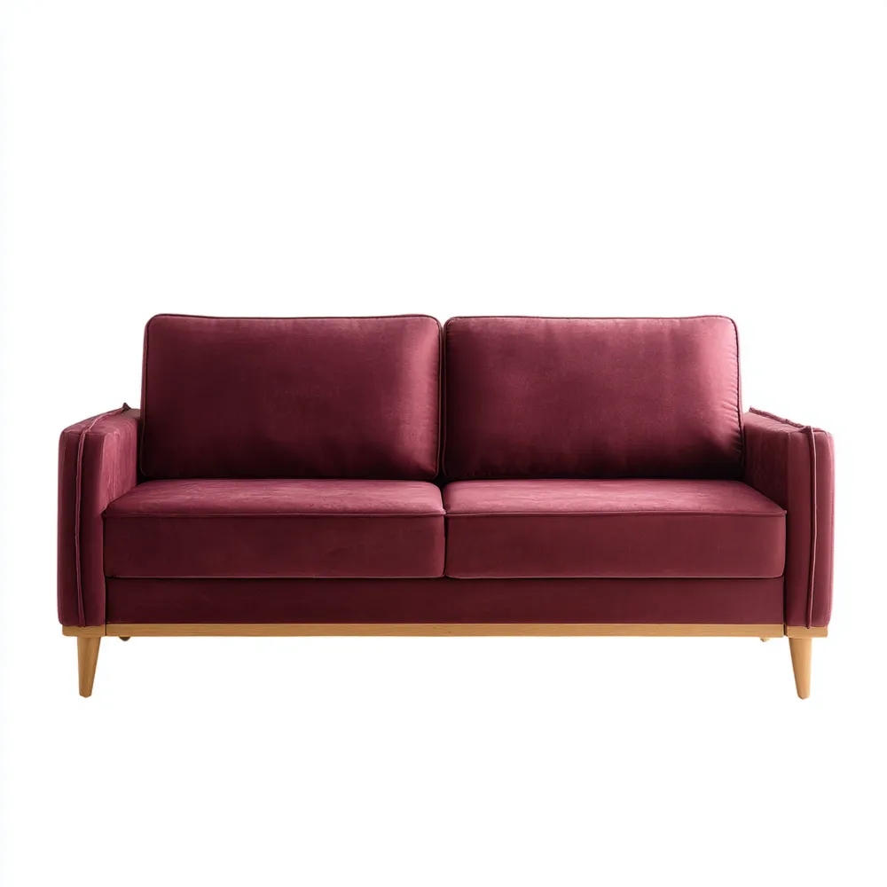 Canapé 2 places Velours 180x85x80 cm – Rouge – Design moderne